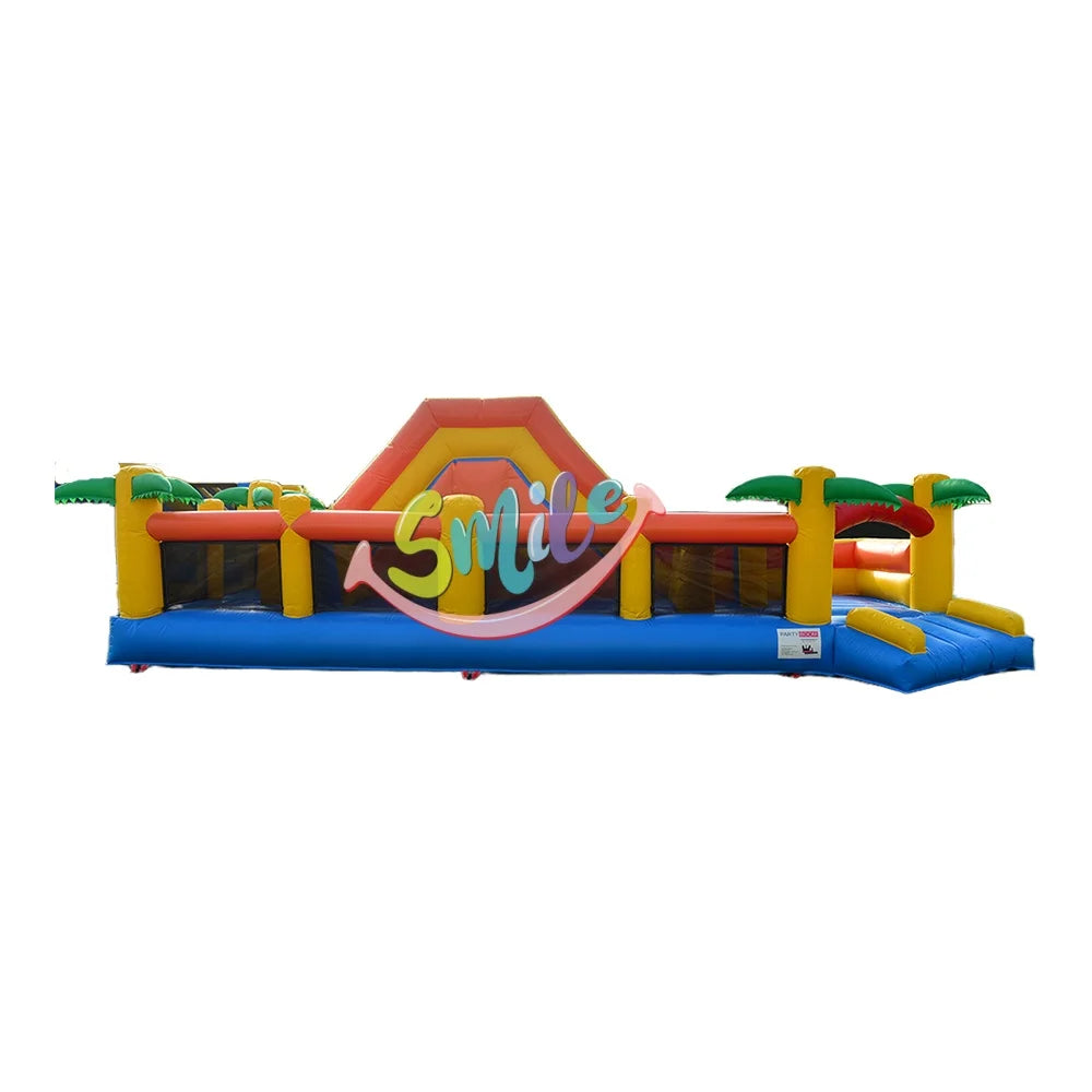 Inflatable Coconut Tree Trampoline Children's Entertainment Obstacle Bouncer Large Pop up Dry Slide