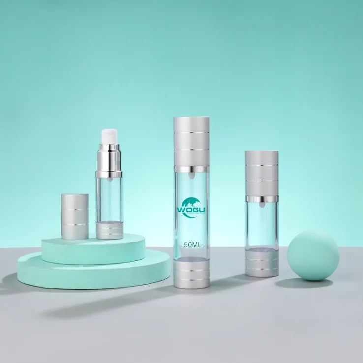 Wholesale Foundation Bottle 15ml 30ml 50ml Matte Silver Plastic Spray Bottle Cosmetic Airless Pump Serum Bottle