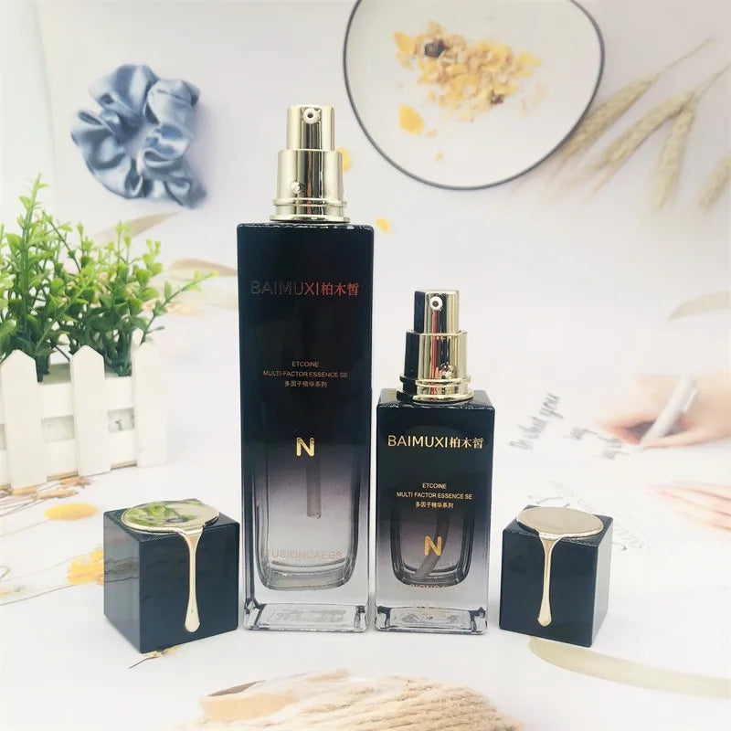 Custom Luxury Glass Face Cream Jar Black Color Cosmetic Packaging Container Jar with Lid