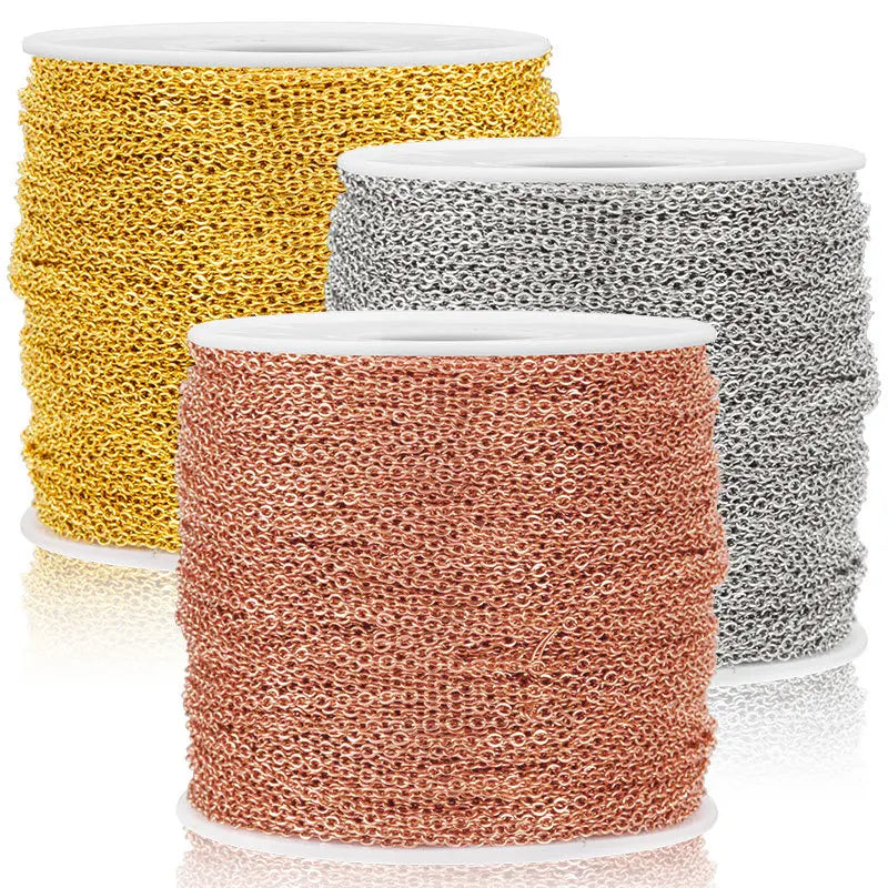 Wholesale Mix Color Basic Chain Stainless Steel Flat Cable Chain for Bracelet Necklace Jewelry Making
