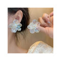 Sweet Resin Stud Earrings Fashion 925 Silver Needle Fairy Transparent Flower Earrings for Women