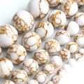 Wholesale 4/6/8/10/12MM round White Howlite Beads Golden Lace Stone for DIY Jewelry Bracelet Making MegaBDM