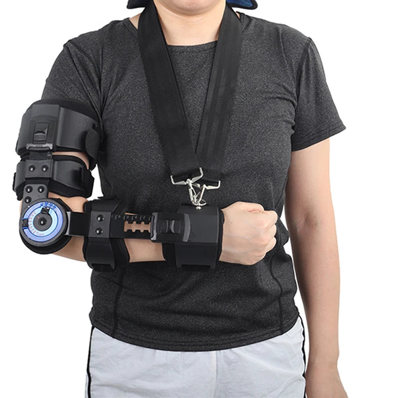 Adult Kids Orthotics Arm Joint Fixation Forearm Sling Stabilization ROM Hinged Elbow Brace