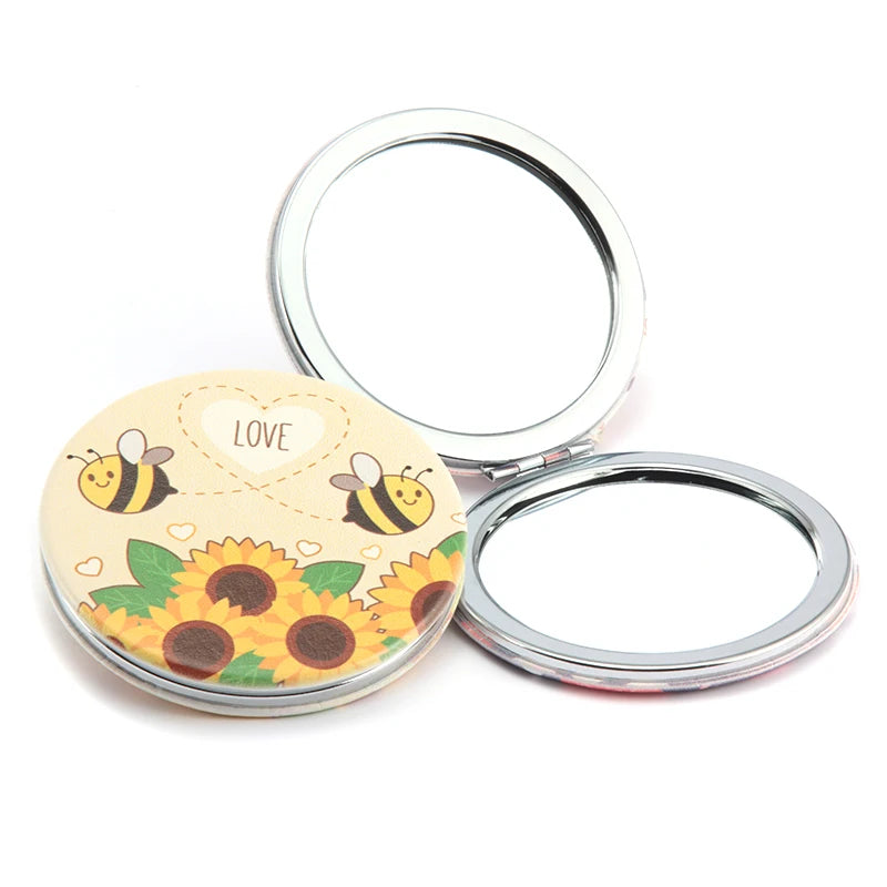 Pu Leather Customized Design Vanity Round Makeup Cosmetic Compact Pocket Mirror