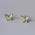 2025 Sterling Silver Gold Color Women Earrings Butterfly Stud Earrings