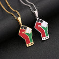 Wholesale 18K Gold Plated Enamel Palestine Link Chain Necklace Stainless Steel Palestine Fist Pendant Necklace for Gift