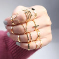 13PCS/Set INS Geometric Metal Ring Set for Women Trendy Gold Plated Finger Rings Fashion Statement Female Jewelry