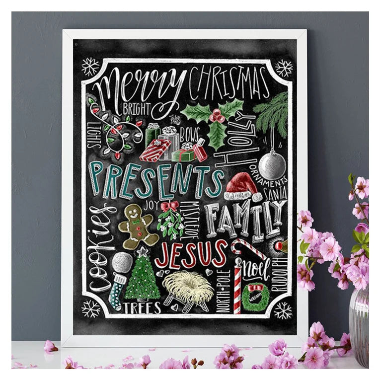 5D Diamond Painting Black Text Square/Round Full Drill Painting Canvas Bedroom Wall Decor Art Embroidery Accessory Kit Gifts