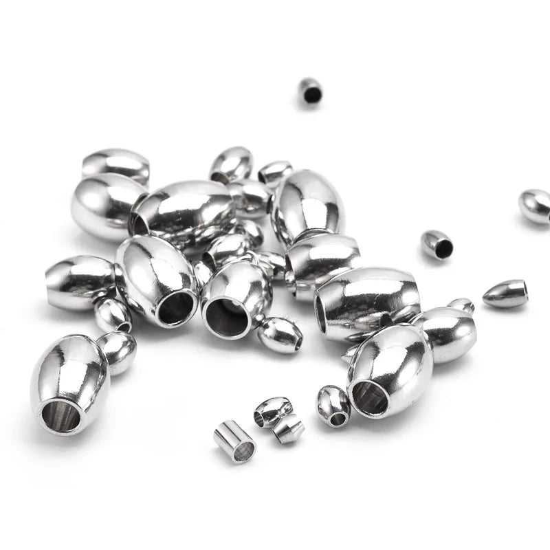 Wholesale 100Pcs/Bag Stainless Steel Round Bucket Spacer Beads Necklace Bracelets Oval Spacer Beads for Jewelry Making