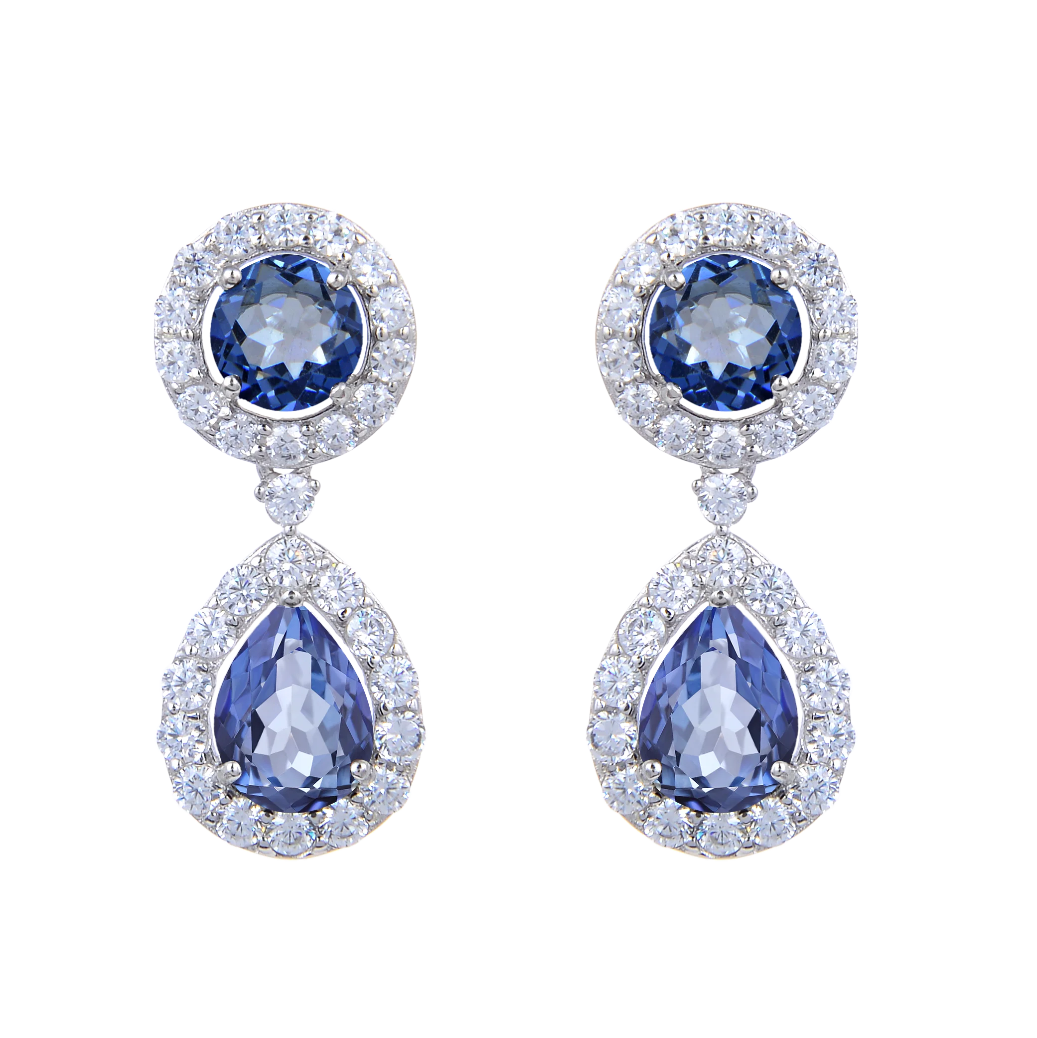 Abiding Classical Halo Earring Fashion Natural Mystic Quartz Blueish Gemstone 925 Sterling Silver Drop Earring Jewelry Women