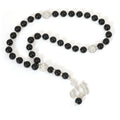 Customized 10 mm Black Glass Pearl 33 Beads Counters Tasbih for Muslim Allah Prayer's Gift with Silver Crystal Balls
