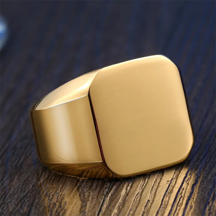 Fashion Fine Stainless Steel Finger Ring Dainty Gold Plated Blank Rings Men