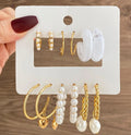 Trendy Geometric Gold Plated Resin Heart Hoop Earrings Set Crystal Geometric Pearl Circle Drop Earrings for Women Jewelry Gift