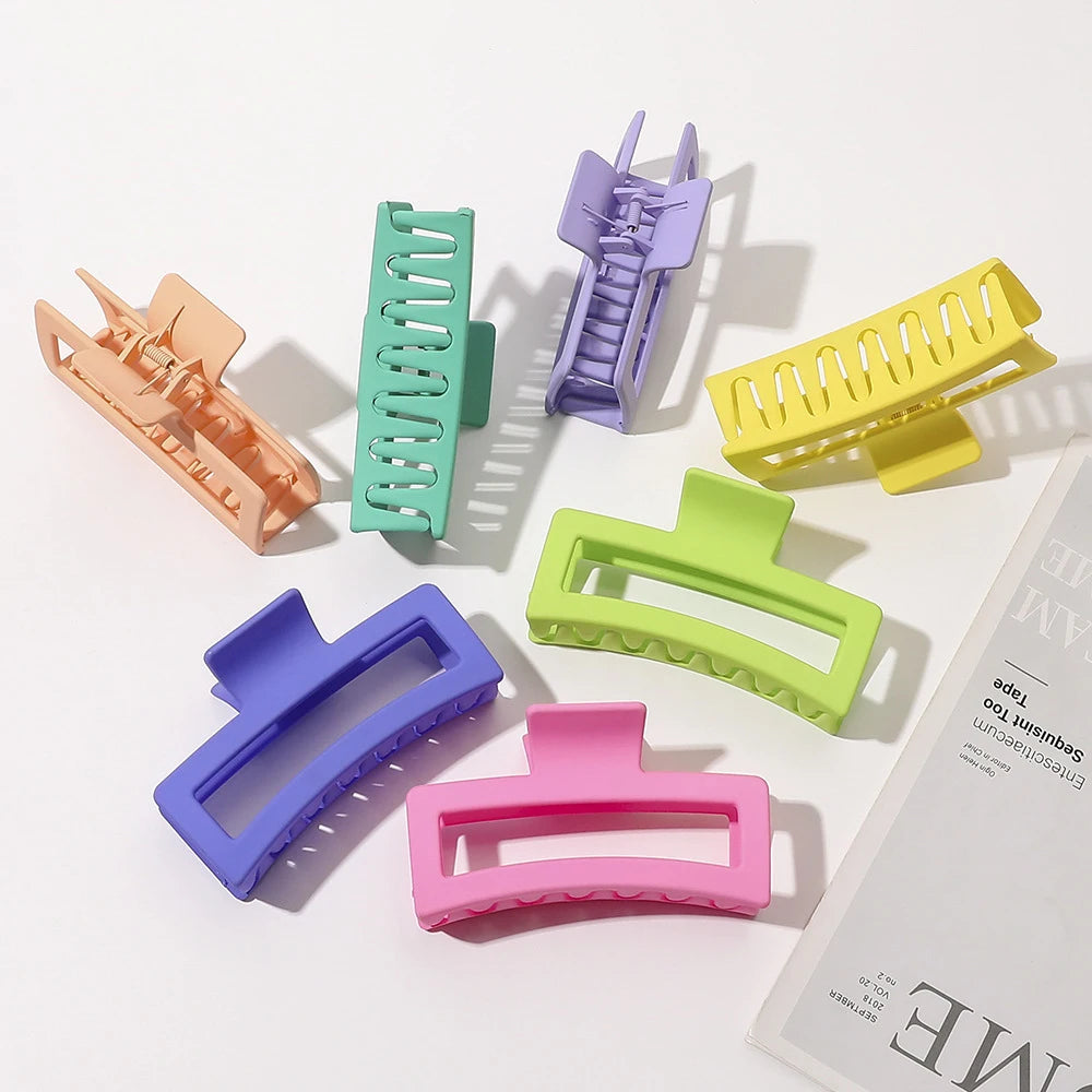 Oversized 13cm Rectangle Hair Claw Clips Women's Thick Solid Color Non-slip Large Matte Jumbo Claw Jaw Made of Plastic PC Girls