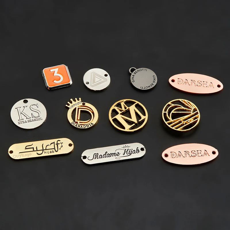 Custom Brand Clothing Sewing Labels Environmental Metal Logo Tag for Garments and Swimwear Handmade Metal Crafts