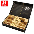 Hot Sale Knife Spoon Fork Set Gold Cutlery 24pcs Stainless Steel Flatware Sets Cutlery Set for Wedding