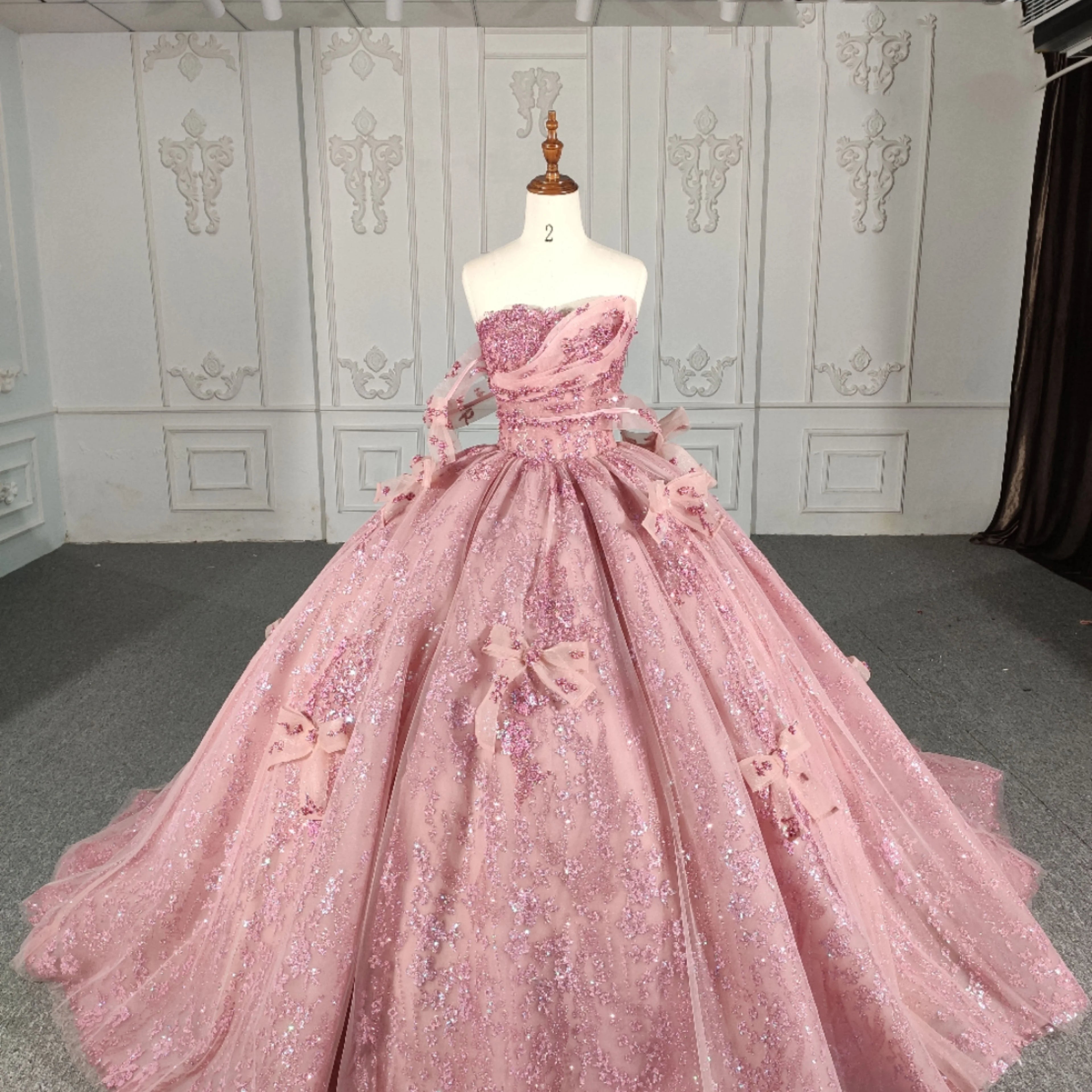 Jancember DY9989 Princess Pink Bow Formal Prom Evening Bridal Gowns Dress