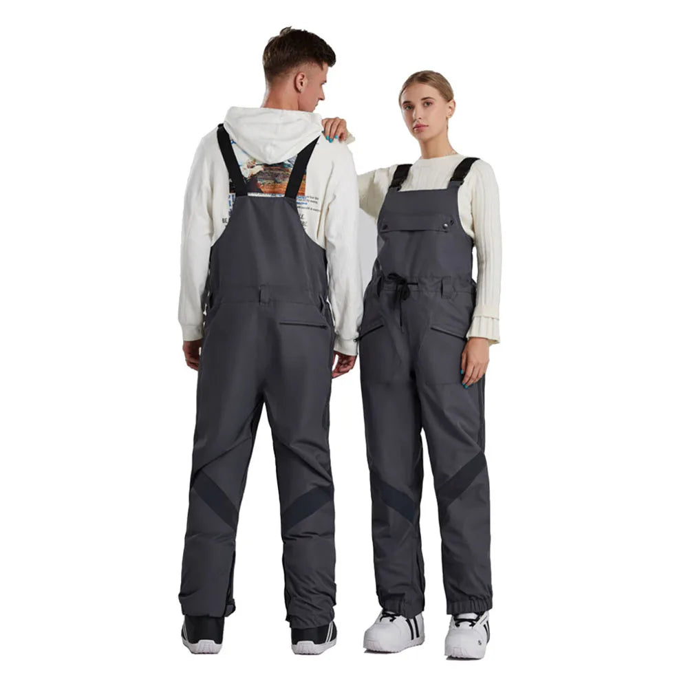 Waterproof Index 15000MM  Thermal Winter Skiing Snowboard Overall Snow Bib Pants Outdoor Skiing Cargo Jumpsuit for Men and Women