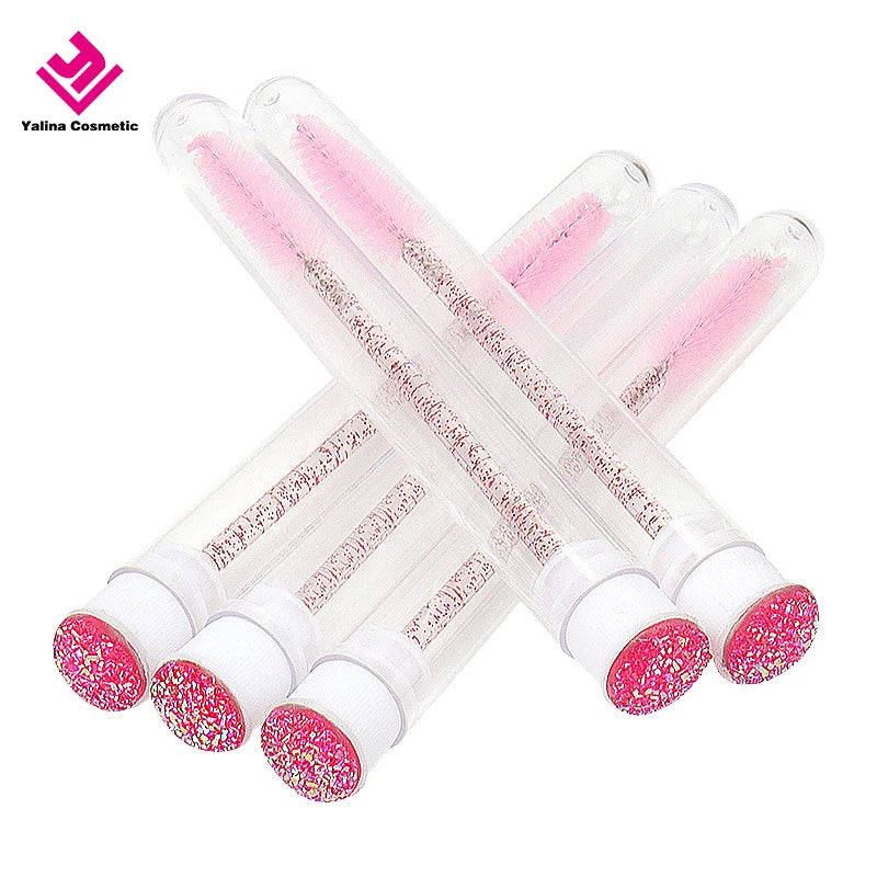 YALINA Clear Tube Mascara Eyelash Spoolies Brushes Colorful Nylon Eyelash Wand Brush with Lash Extensions