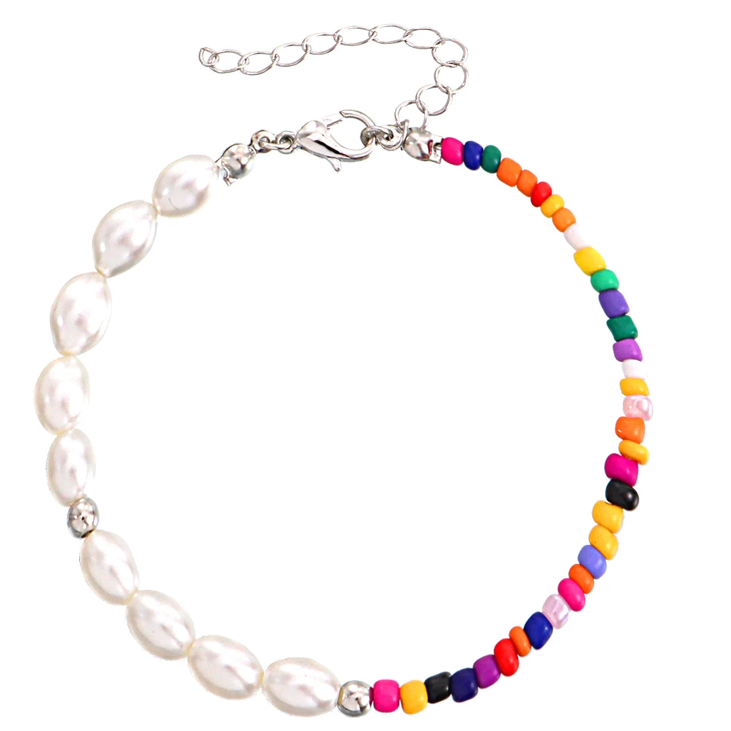 Bohemian Seed Glass Bead Oval Pearl Beach Knitting Bracelet GMB014