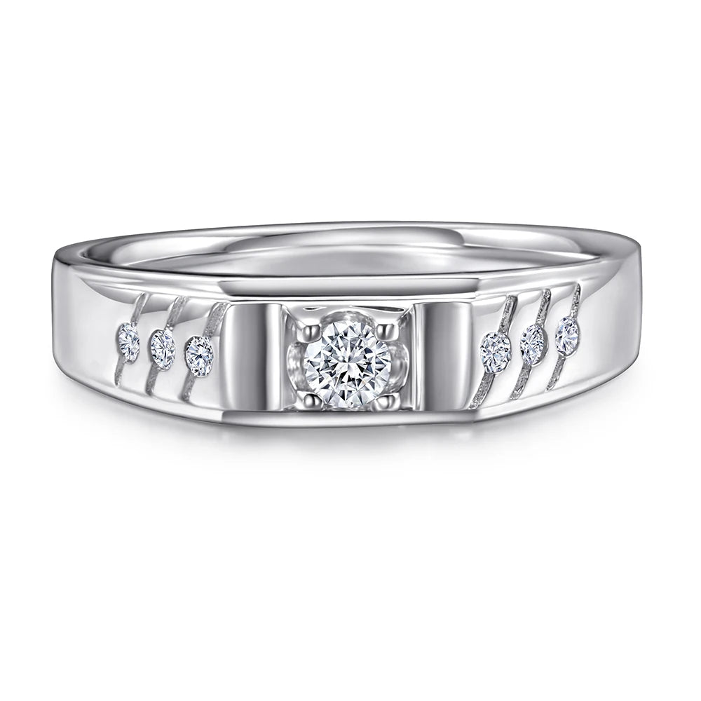 Classic Rings Baguette Micro Pave Insert 925 Sterling Silver Engagement Wedding Rings