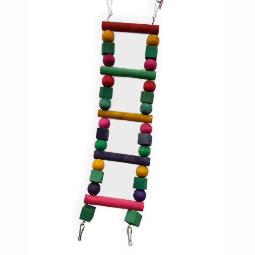 Eco-Friendly Sustainable Wooden Perches 1pc/opp Bag Includes Hanging Bell Swing Chewing Ladder Hammock Cage Toys for Parrots
