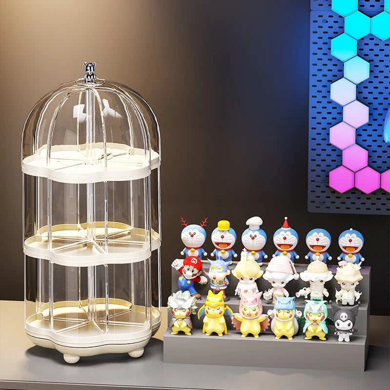 Transparent PET Plastic Storage Rack Dust-Proof Hand Organizer with Multifunctional Design for Blind Box Toys Organizer