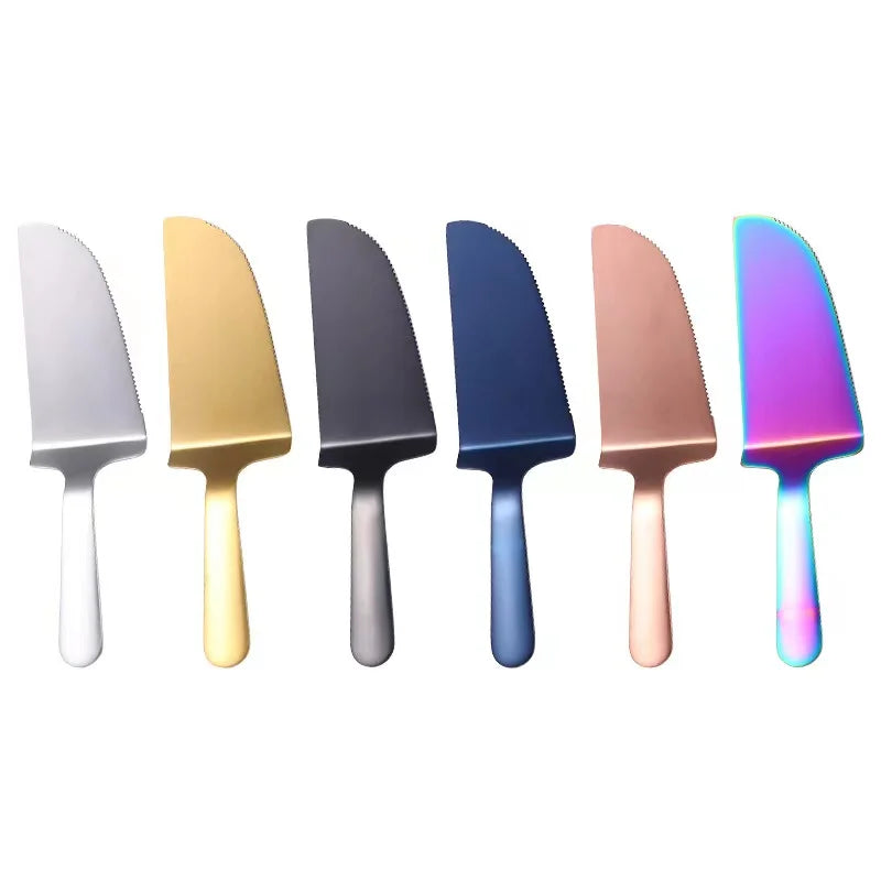 Factory Wholesale Eco-Friendly Rose Gold Stainless Steel Baking Cutting Tools Pizza Cake Server Set Custom Logo OPP Bag