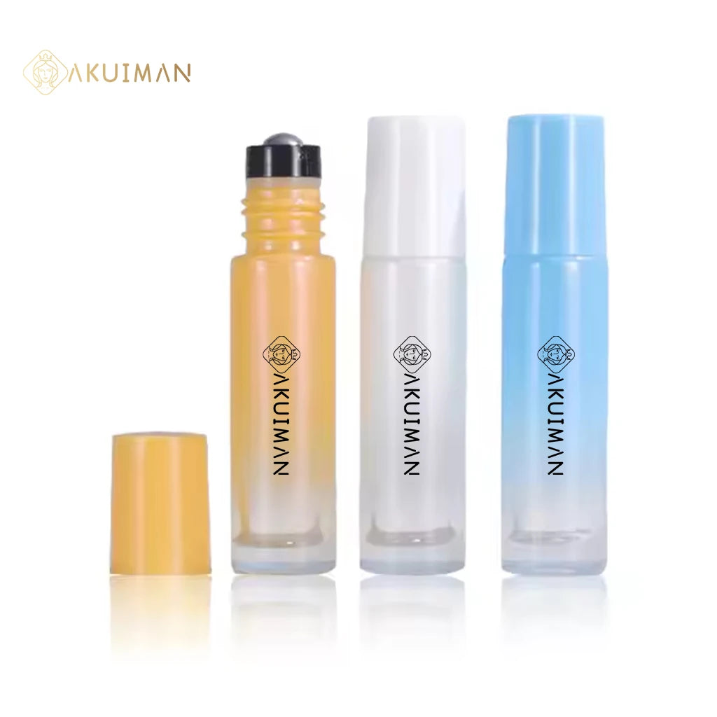Ready to Ship 100pcs MOQ 10ml Glass Eye Roll Bottles with Stainless Steel Roller for Ball Various Colors Options for Skin Care