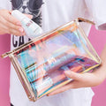 Custom Logo New Fashion Transparent Laser Cosmetic Toiletry Pouch Luxury Print Clear Holographic Makeup Zipper Packaging Bag