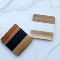4 Inches Marble & Acacia Wood Coasters Coffee Cup  Mats for Home Decor Marble Coaster for Drinks