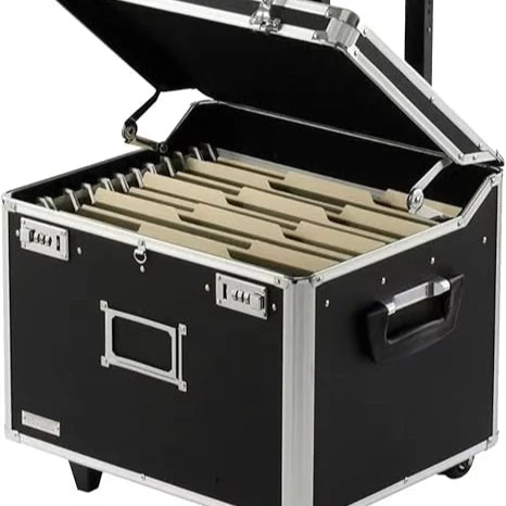 Portable File Storage Box with Handle - 14.5" X 17.5" X 15.5" Letter/Legal Size Mobile Lock Box