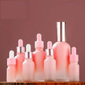 Matte 5ml-100ml Pink Gradient Glass Dropper Bottle Pink Lids Cosmetic Essential Oil Container Face Cream Mascara Eye Drop 120ml