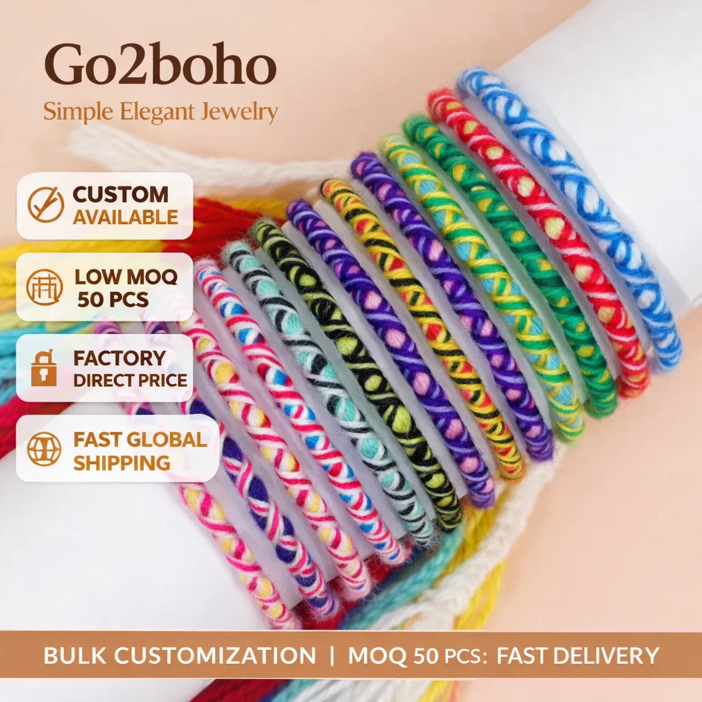 Go2boho Hippie Wrap Friendship Bracelets Unisex Jewelry Women Men Colorful Rope Threads Bohemian Boho Jewelry Woven Wholesale