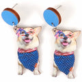 Anniversary Party Jewelry Animal Series Ornaments American Flag Cute Dog Wooden Unisex Drop Earrings Hiphop Style