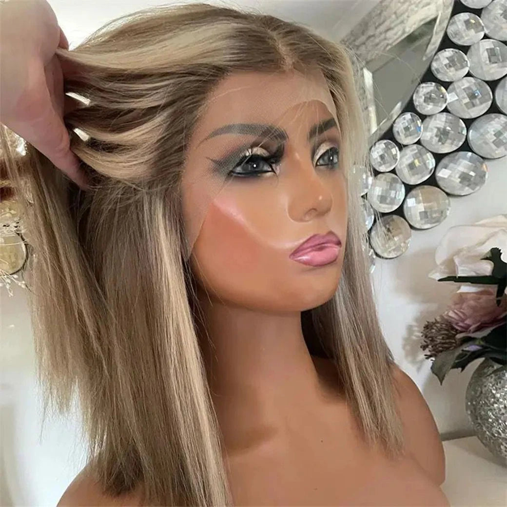 For Pixie Cut Short Bob Human Hair Wigs for Black White Women Highlights Blonde Cuticle Aligned European Hair for Wig