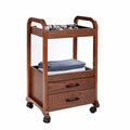 HICOMED Durable Trolley Beauty Salon Furniture Solid Wood Beauty Tool Cart With Double Drawers