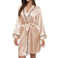 Champagne Satin Lounge Wear Night Gown Design for Ladies Sleepwear Pajamas