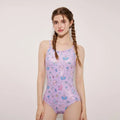 Asian Size Custom Handmade Women's Bandeau One-Piece Neck Swimsuit Cross Back Straps High Waist Animal Print Quick Dry Stretch