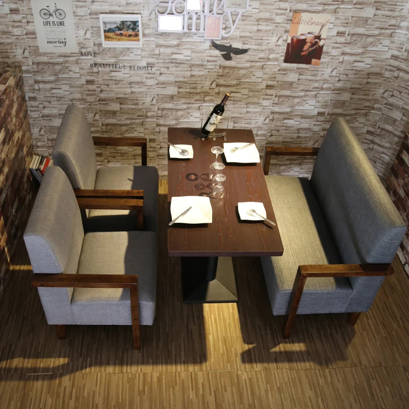 Modern Solid Wood Restaurant Table and Fabric Sofa Set for Commercial Use in Hotel Mall Kitchen Dining Areas