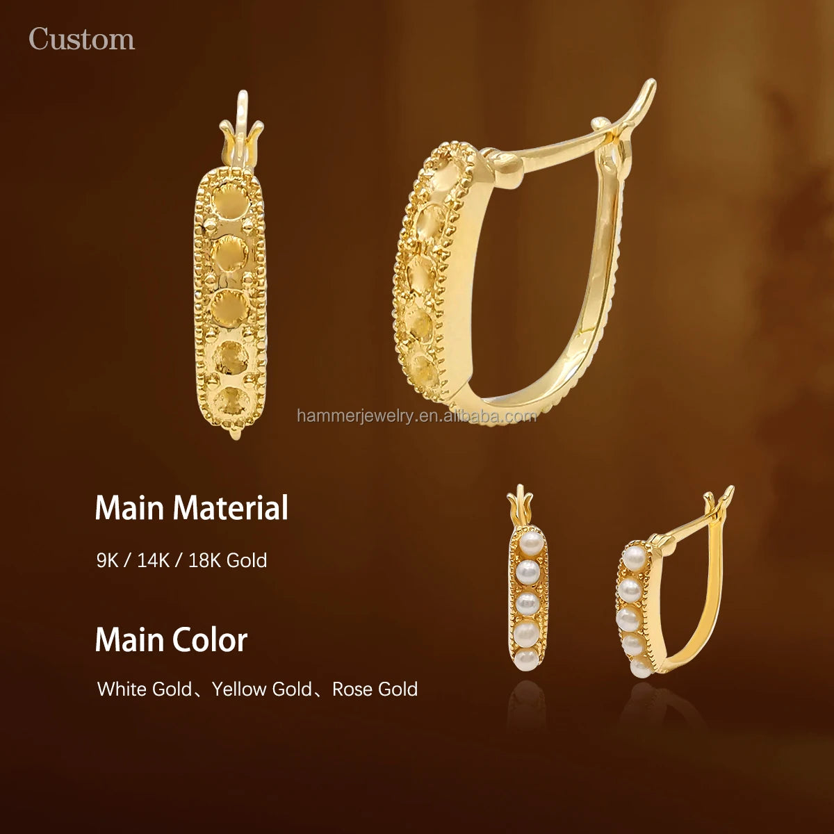 14k 18k Pure Gold Jewelry Earring Accessory Pearl Beads Jewelry Mountings Finding for Jewelry Making