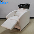 Kisen Hot Sale Black Haircut Furniture Hairdressing Washing Shampoo Bed Barber Adult Chair with Big Basin Bowl for Hair Salon