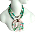 Natural Turquoise pink Princess shell and white pearl 925 Sterling Silver handmade Gemstone Beads Necklace