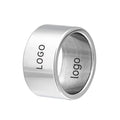 ShuoyeW 12MM Stainless Steel Steel Ring Silver Black Gold Smooth Basic laser logo Stainless Steel Ring Finger Ring 416