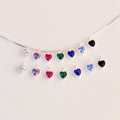 Tiny S925 Sterling Silver Bezel Setting Colorful CZ Heart Charm Pendant With Ring for Diy Bracelet Jewelry Making