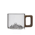 100ml Clear Mountain Shaped Drinking Glasses BPA Free Lead Free Heat Resistant Tea High Borosilicate Glass Cup With Wood Handle