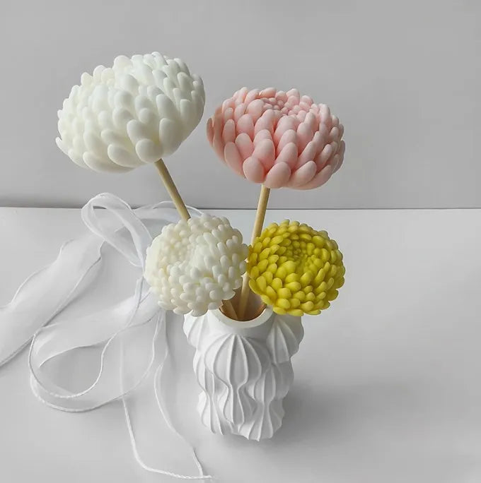 J-5005 3D Chrysanthemum Flower Candle Silicone Mold Handmade Soap Aromatherapy Candles Ornaments Silicone Moulds