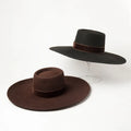 X1271 Unisex British Hats Adult Velvet Decorated Woolen Hat With Ring Top and Big Eaves Catwalk Style Big-edge Felt Caps Adjust