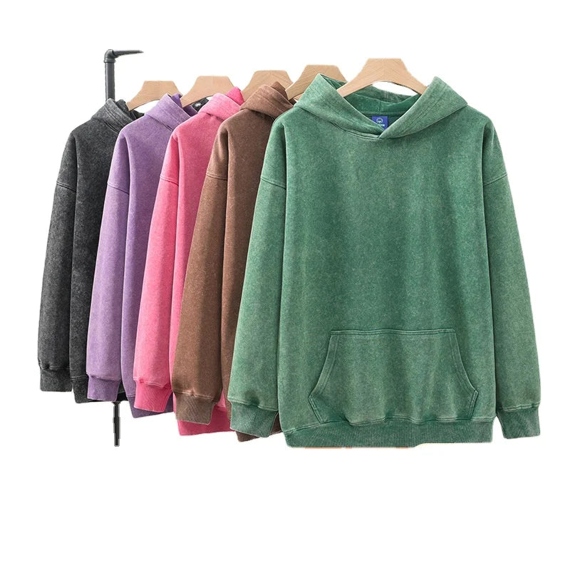 2024 Wholesale Sun Faded Hoodie Spring Fall 330gsm Hoodie Quality No String Men Vintage Acid Wash Hoodies