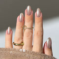 Custom Glazed Beige Design Reusable Fake False Nails Wholesale Private Label Short Almond Soft Gel Fall Winter Press on Nails